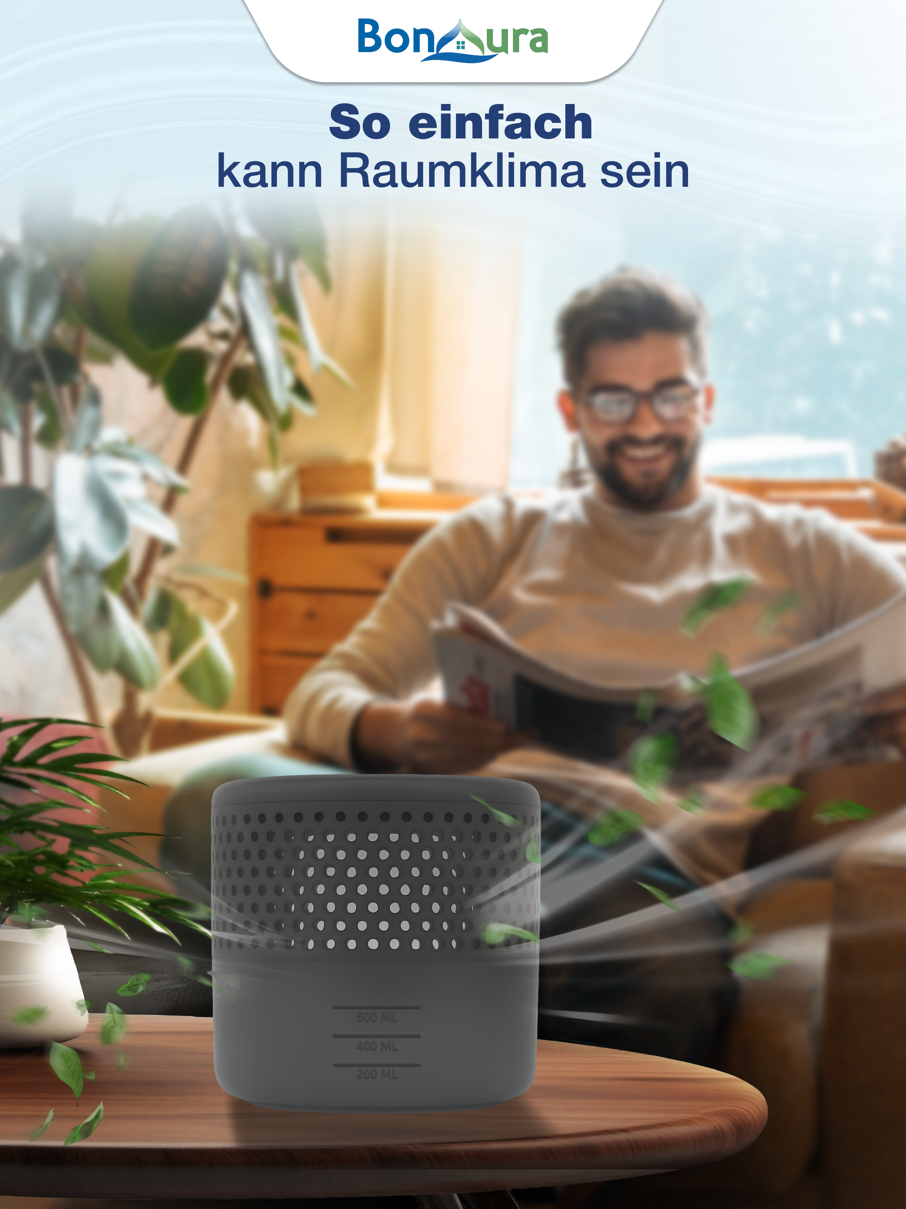 AirOne Select Bundle aus Luftentfeuchter ohne Strom und Granulat 400g (rund)
