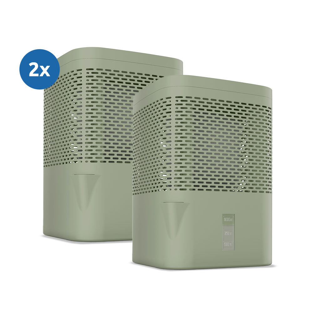 2er Set AirOne Luftentfeuchter ohne Strom mit 2x 680g Luftentfeuchter Granulat