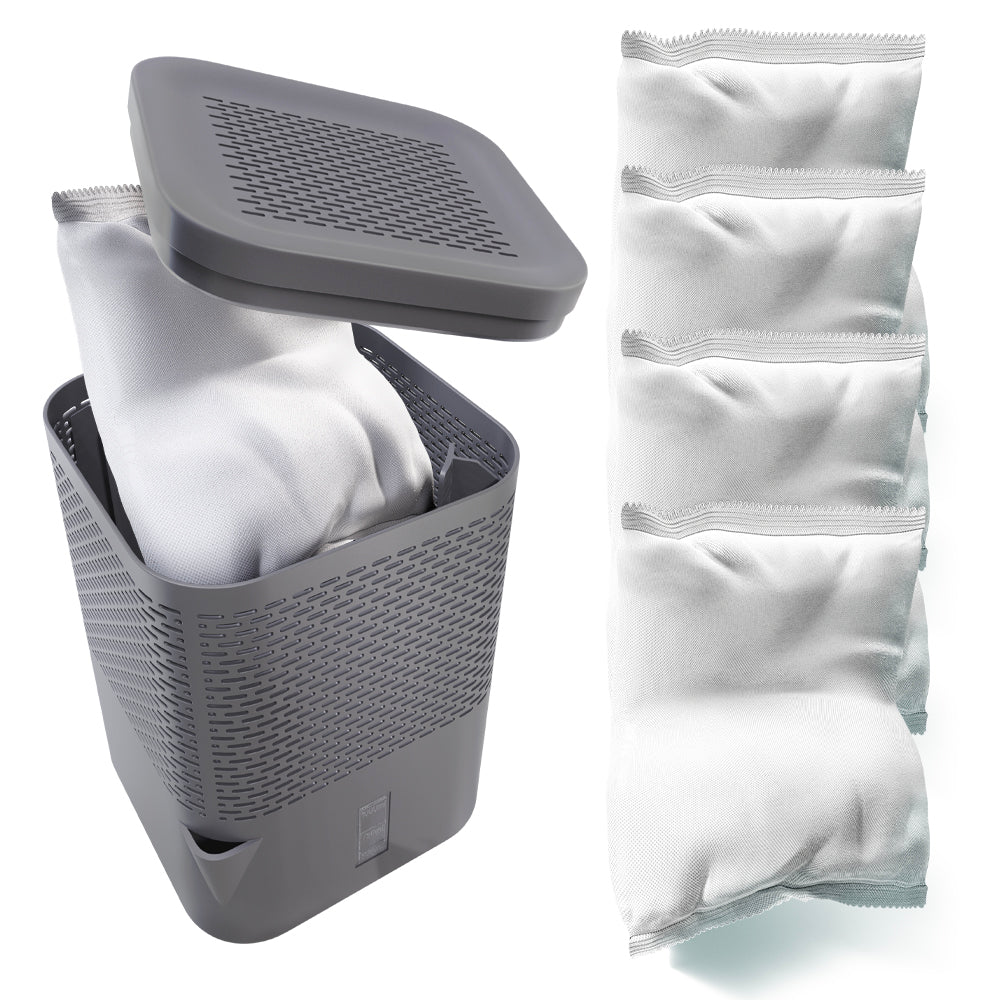 AirOne Bundle aus Granulat Luftentfeuchter in Titanium Gray und 5 x Granulat 680g