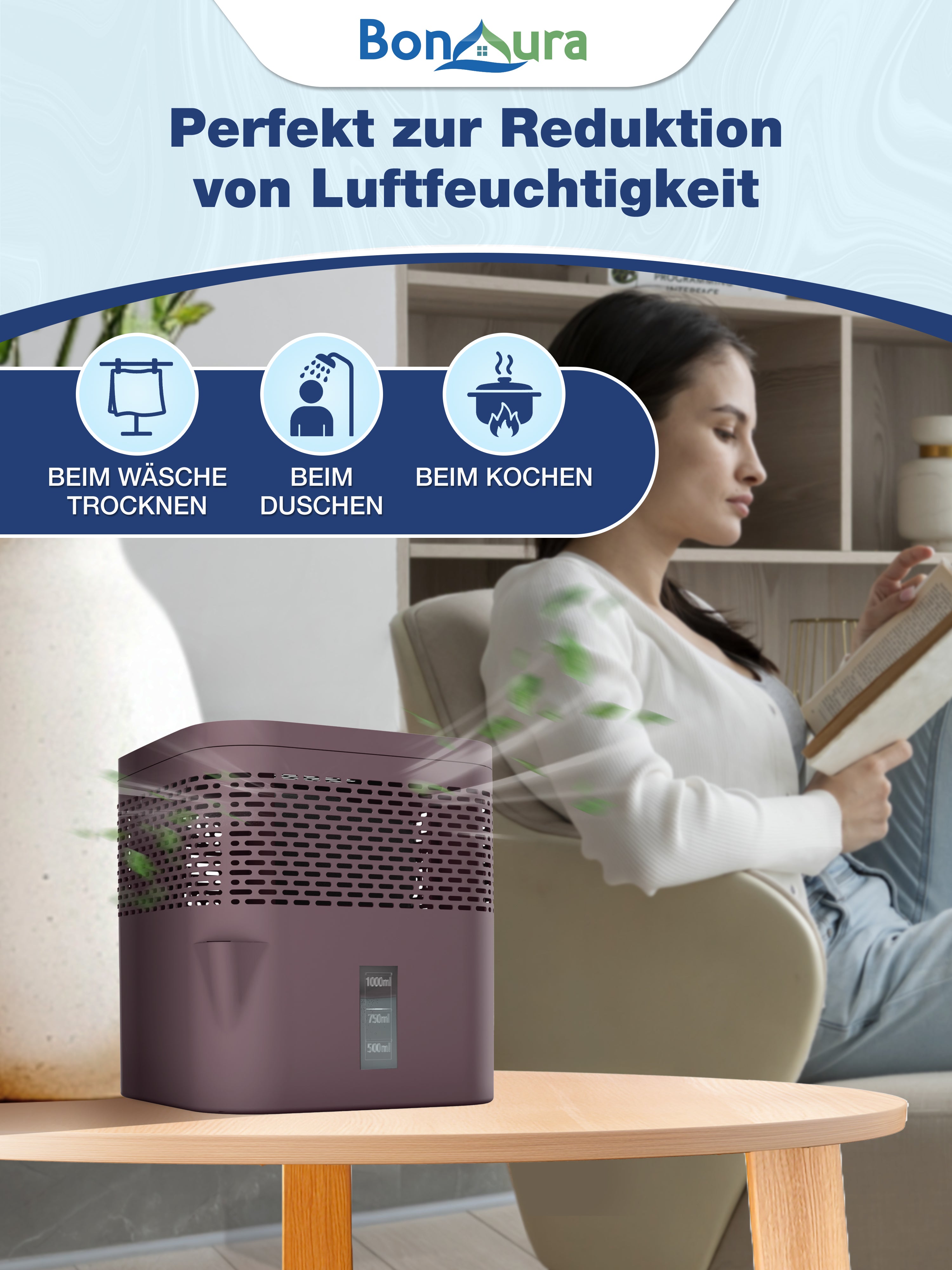 Set of 2 AirOne Lite granulate dehumidifiers with 2x 450g dehumidifier granules