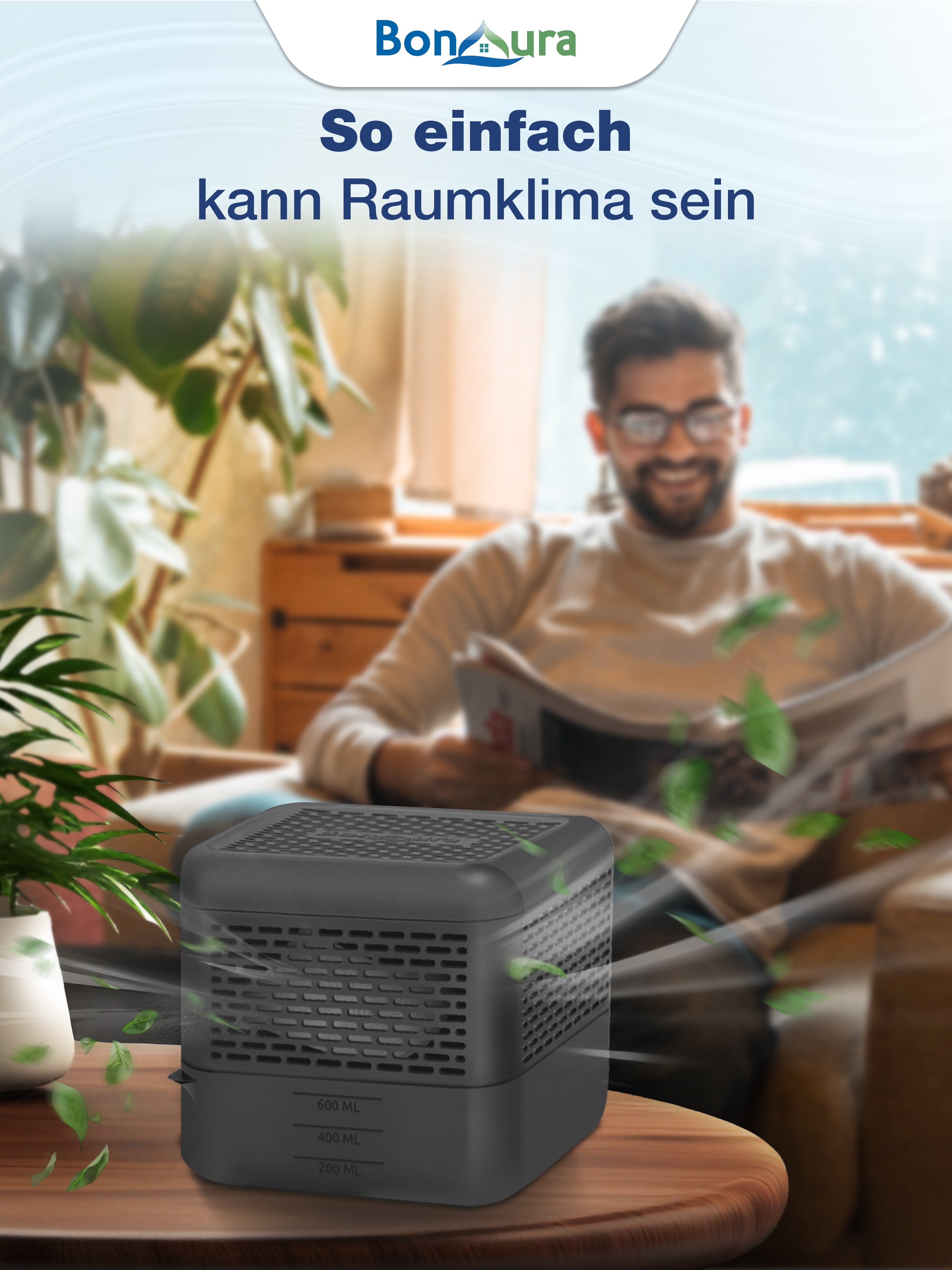 AirOne Select Bundle aus Luftentfeuchter ohne Strom und Granulat 400g (eckig)
