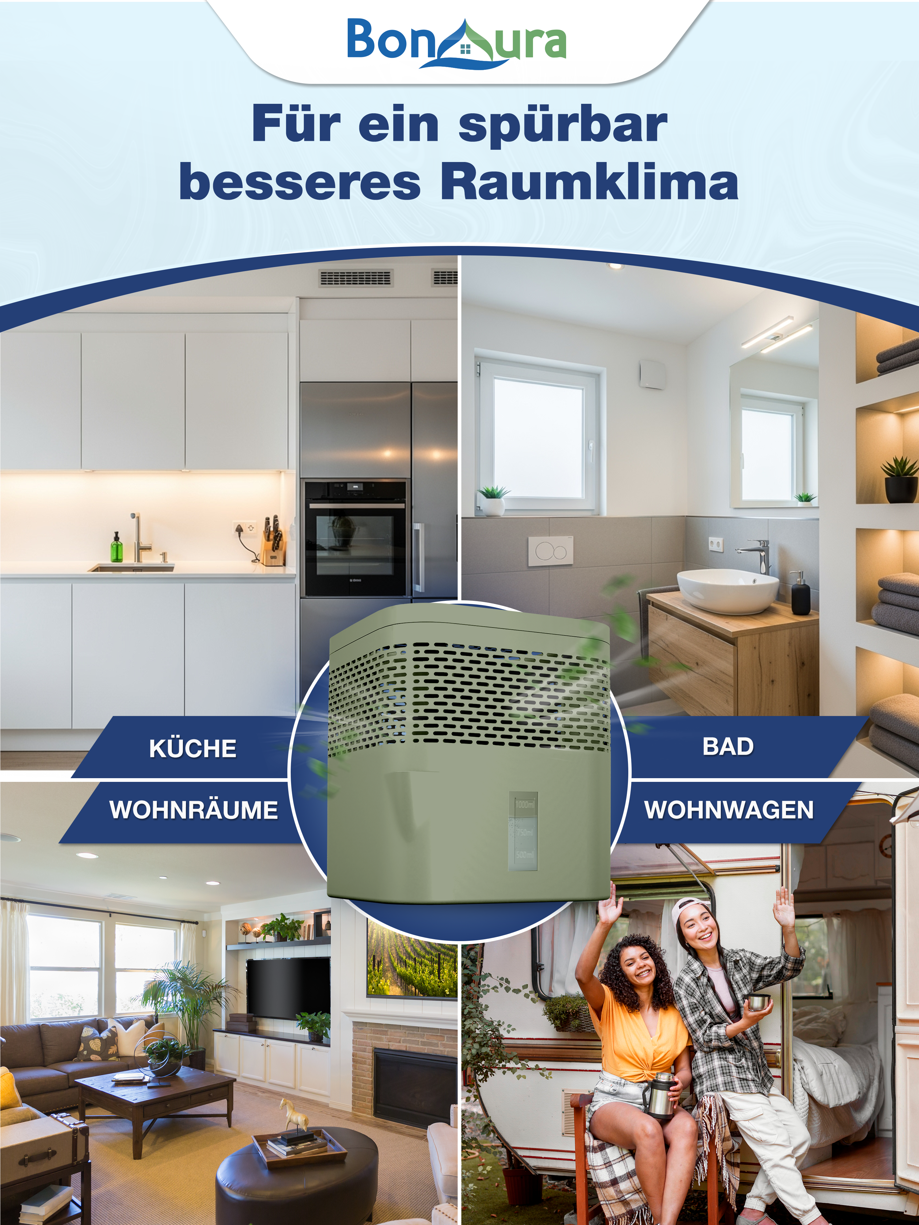 Set of 2 AirOne Lite granulate dehumidifiers with 2x 450g dehumidifier granules