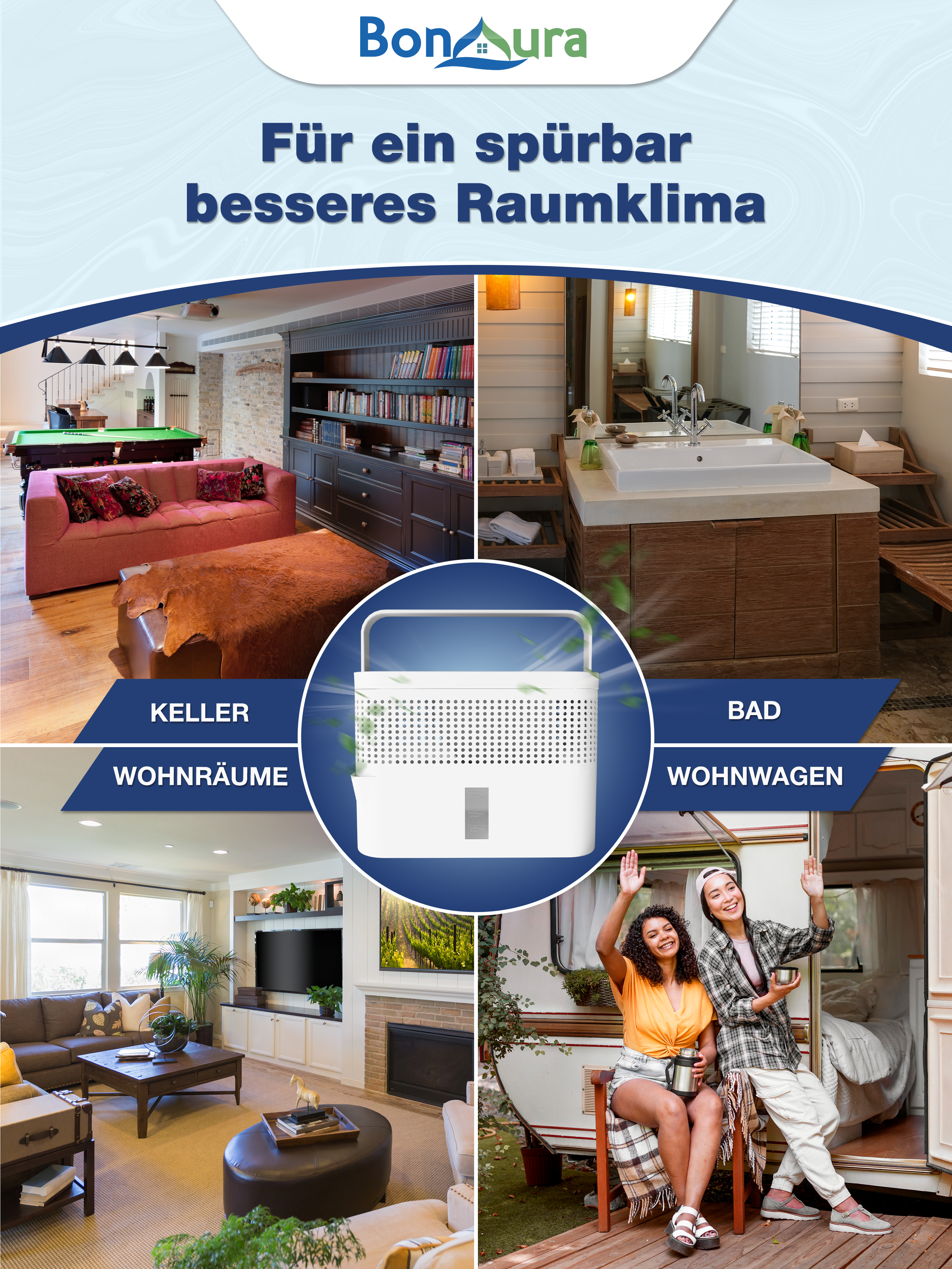 2er Set AirOne Max Luftentfeuchter ohne Strom mit 2x 980g Luftentfeuchter Granulat