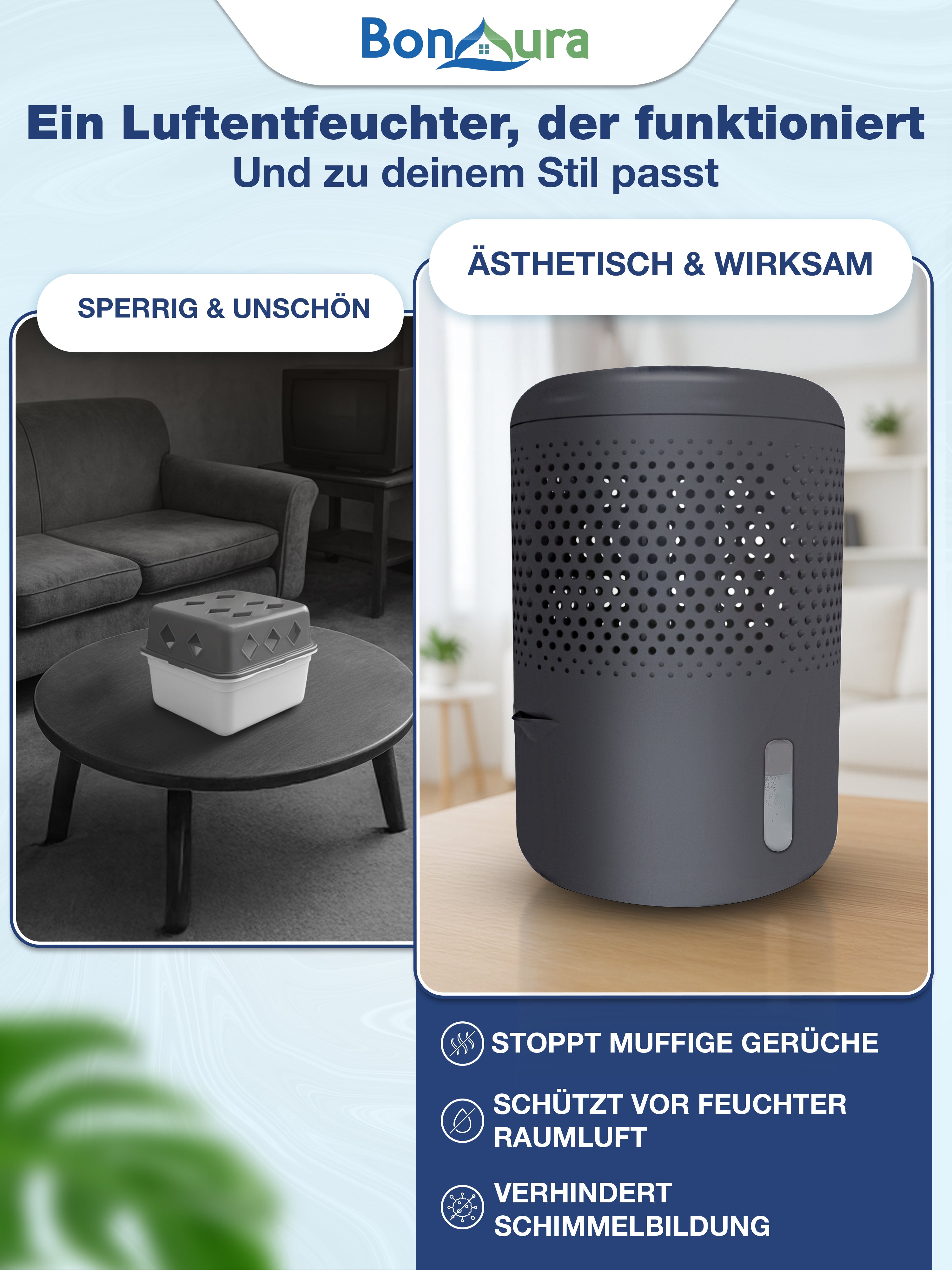 AirOne Neo Bundle aus Luftentfeuchter ohne Strom und 5 x Granulat 680g