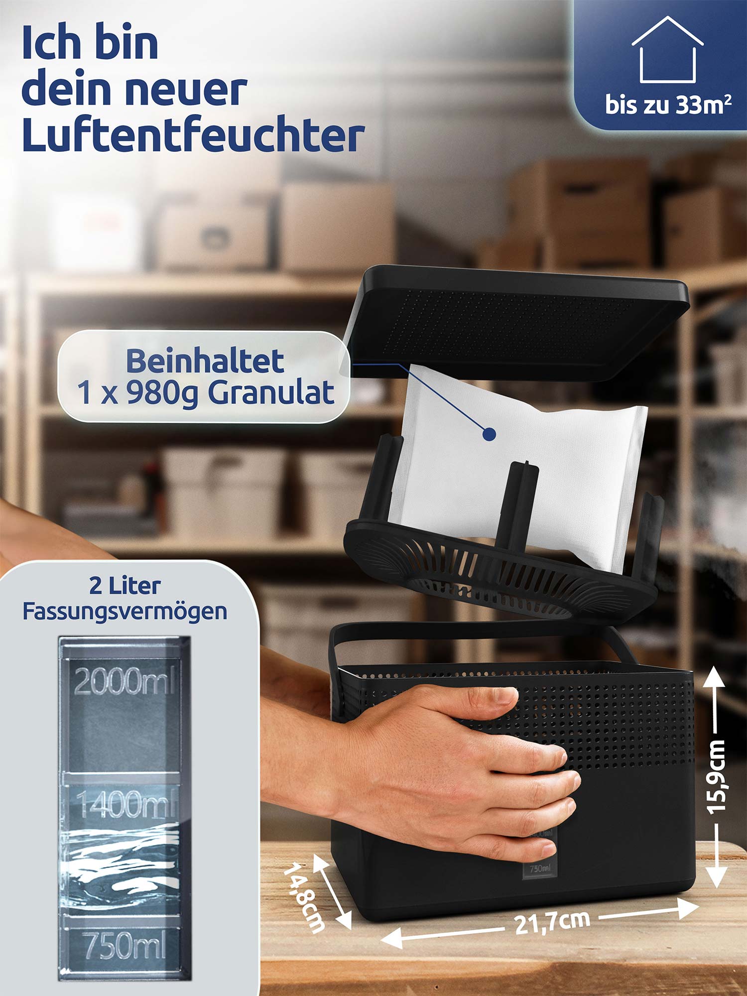 AirOne Max Granulat Luftentfeuchter bis 33m²