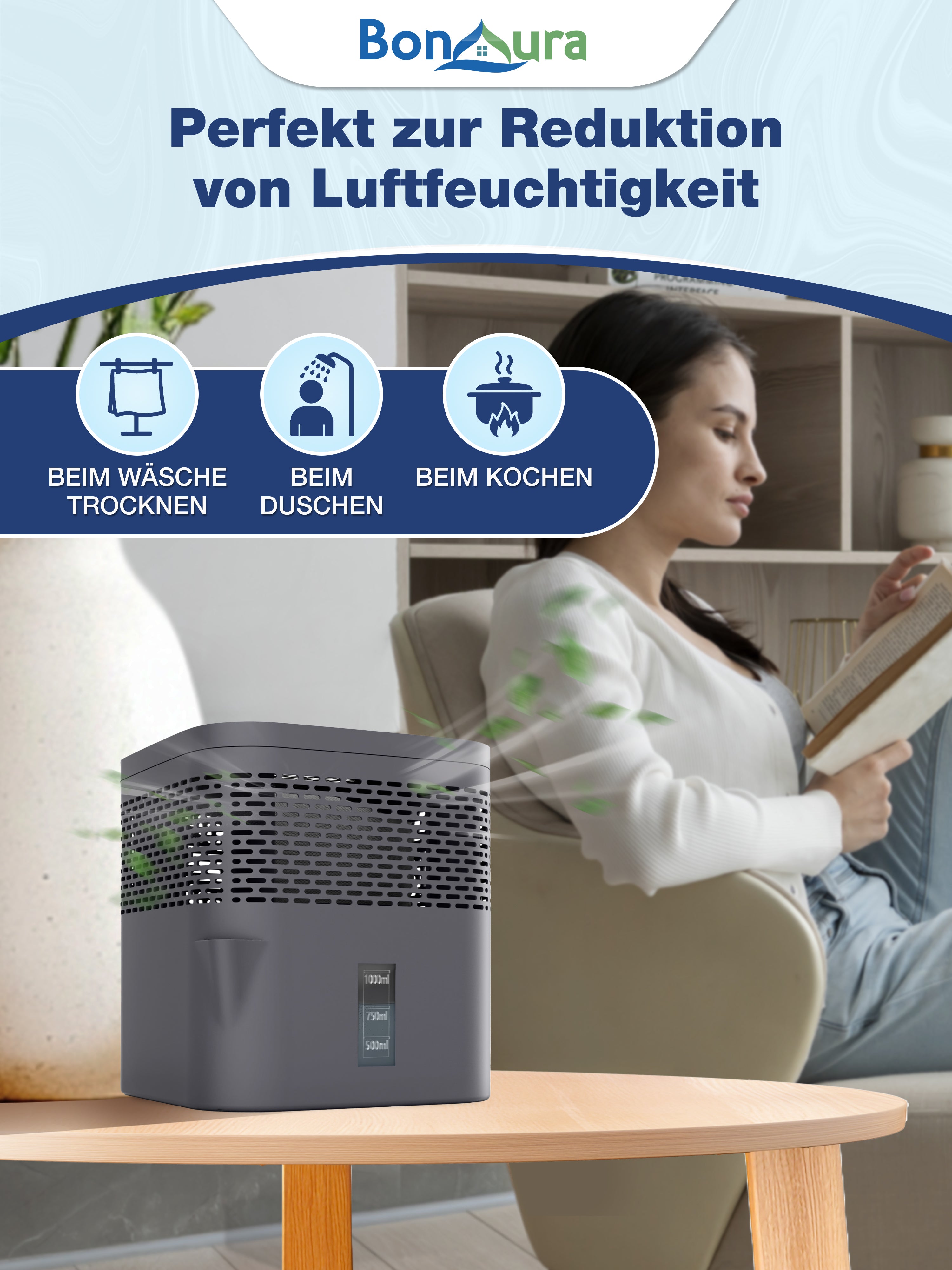 AirOne Lite Bundle aus Luftentfeuchter ohne Strom und 5 x Granulat 450g