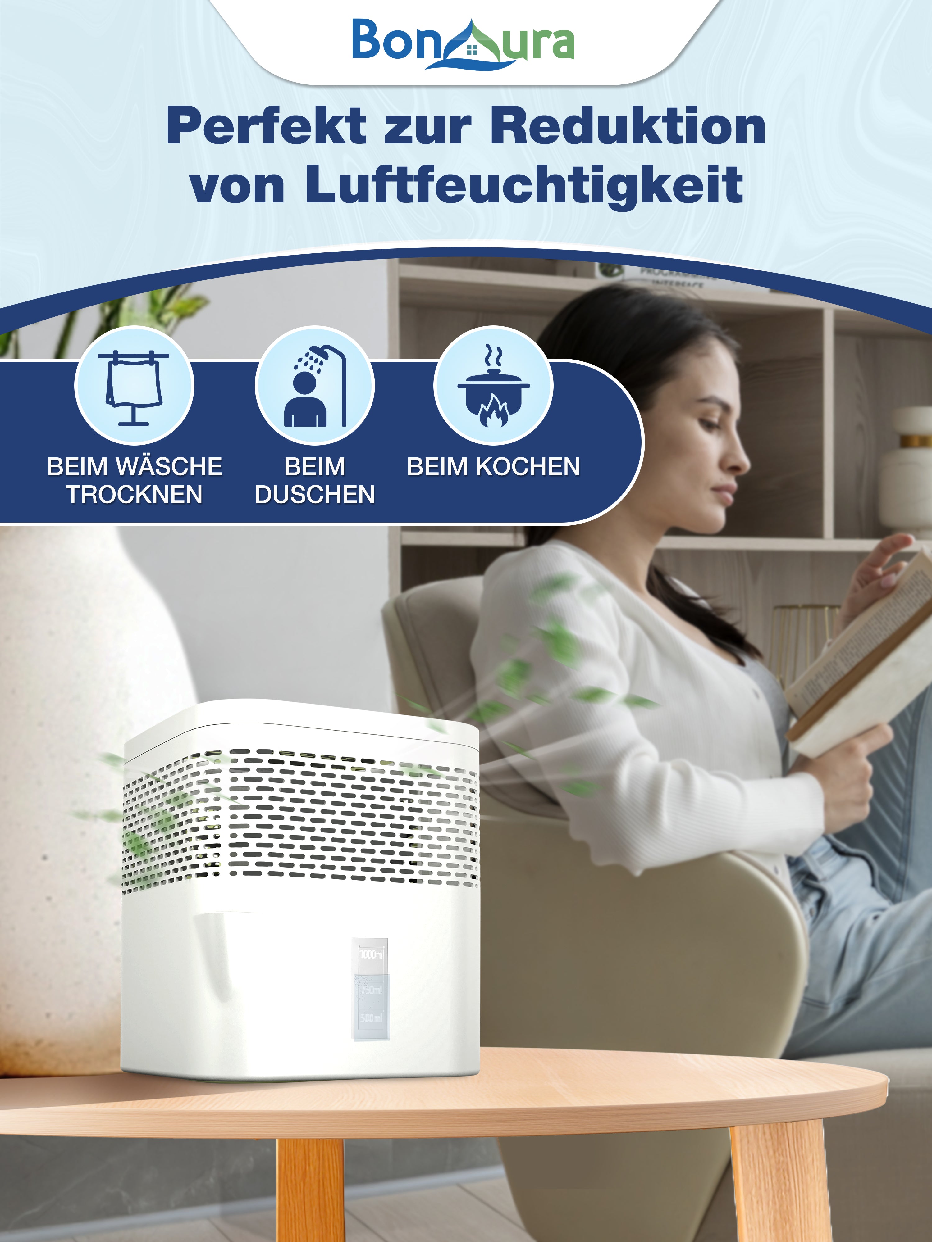 AirOne Lite Bundle aus Luftentfeuchter ohne Strom und 5 x Granulat 450g