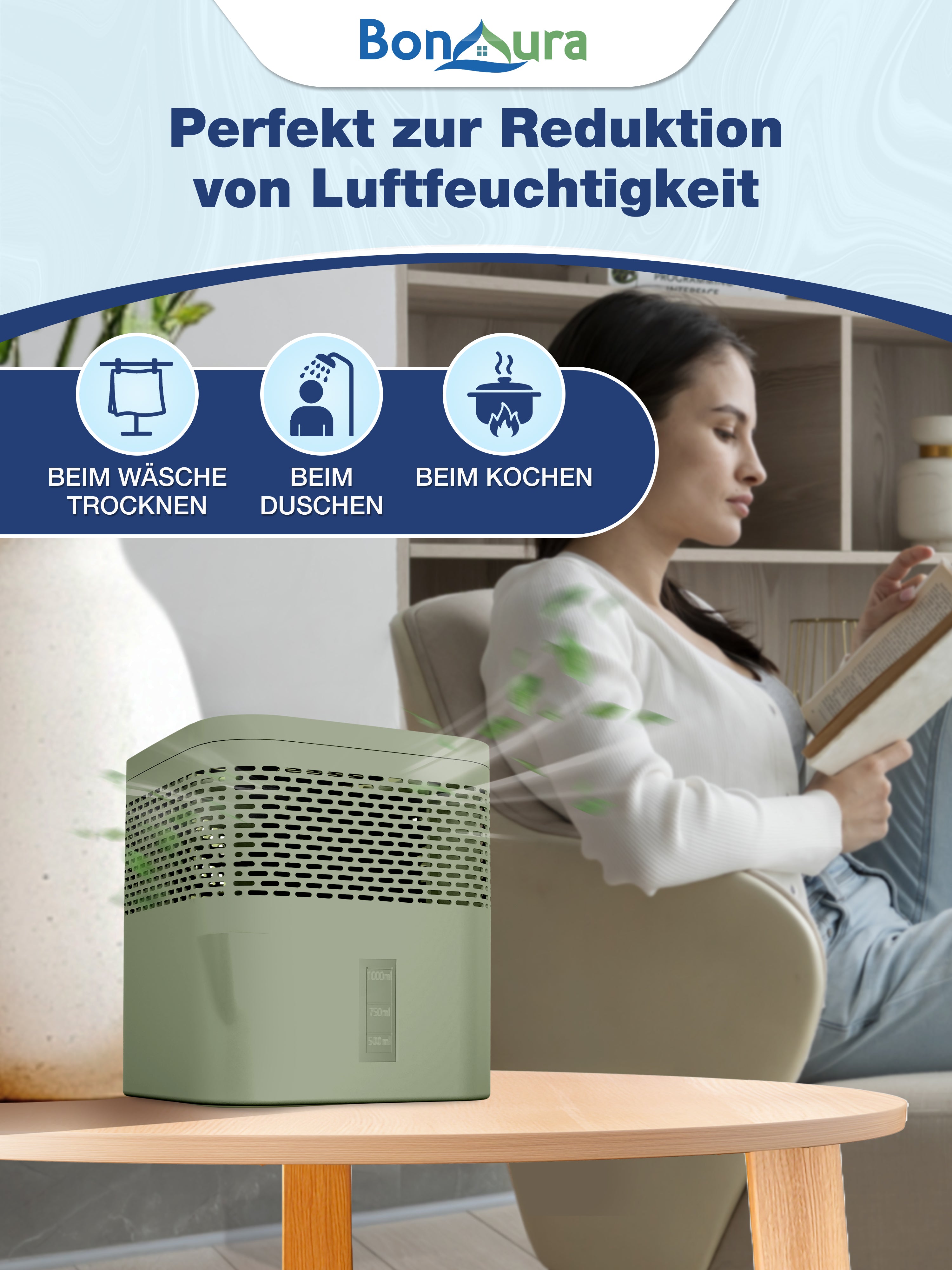 Lot de 2 déshumidificateurs AirOne Lite (sans électricité) avec 2 sachets de 450 g de granulés déshumidifiants.