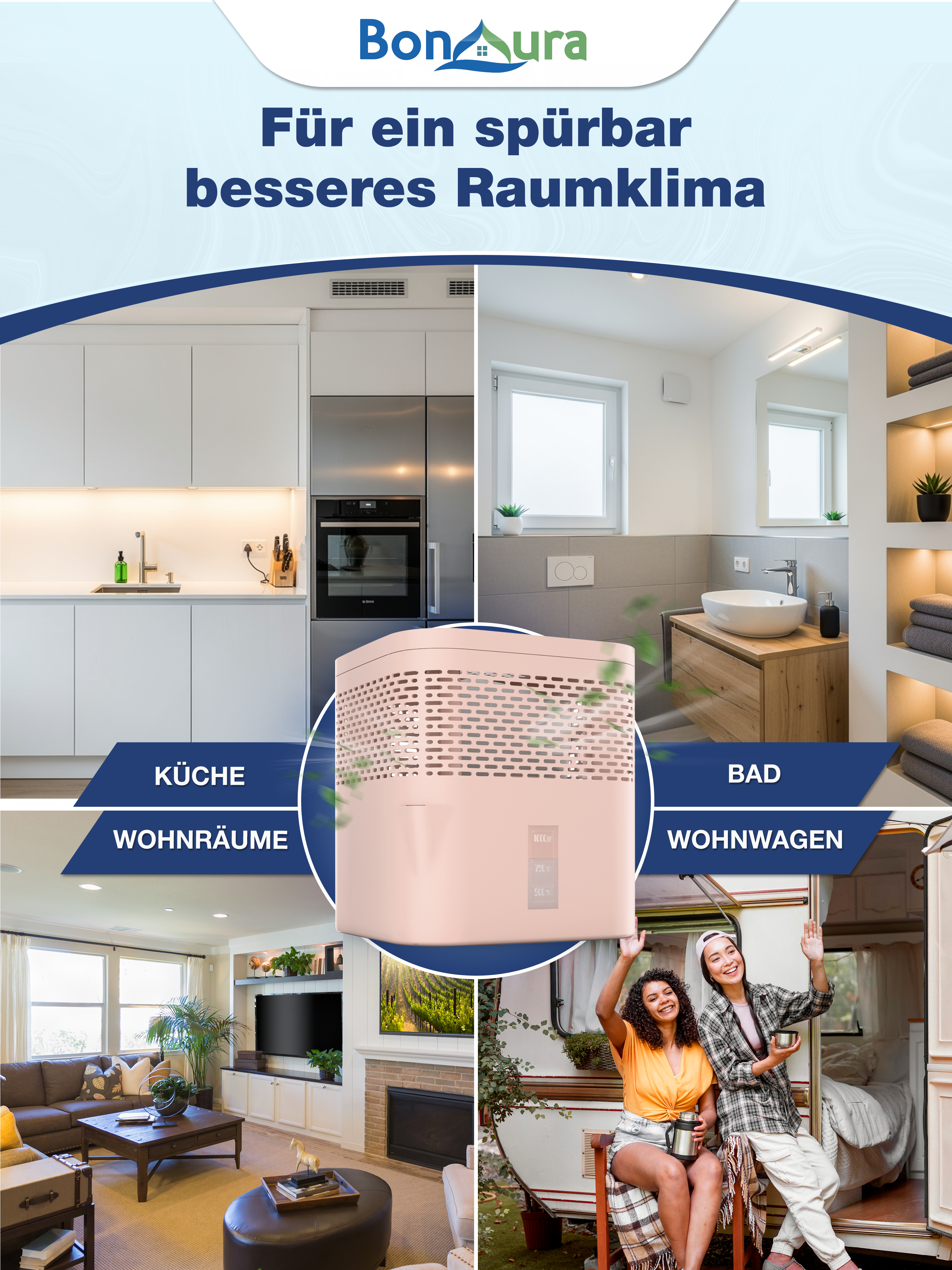 Lot de 2 déshumidificateurs AirOne Lite (sans électricité) avec 2 sachets de 450 g de granulés déshumidifiants.