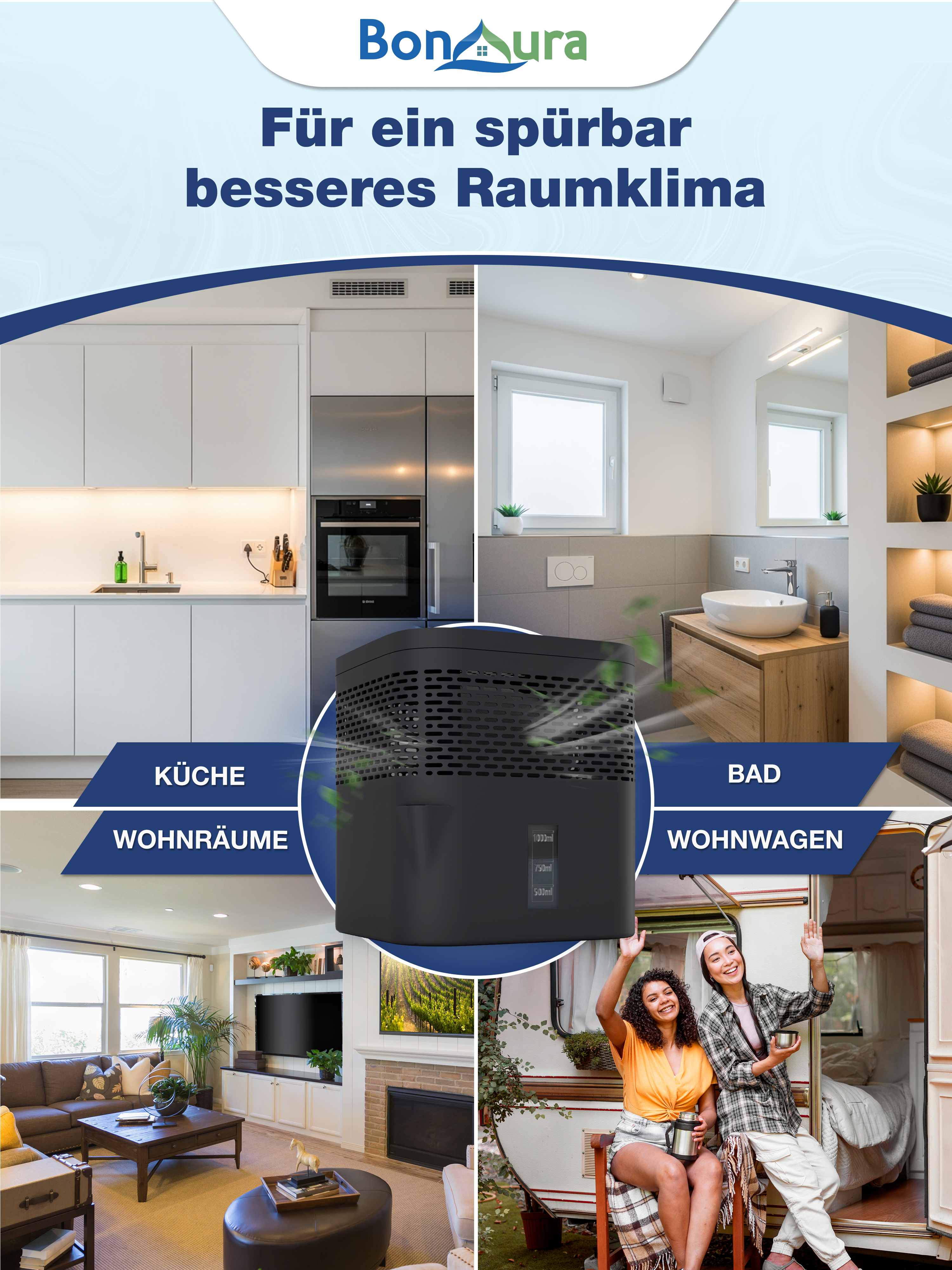 AirOne Lite Bundle aus Luftentfeuchter ohne Strom und 5 x Granulat 450g