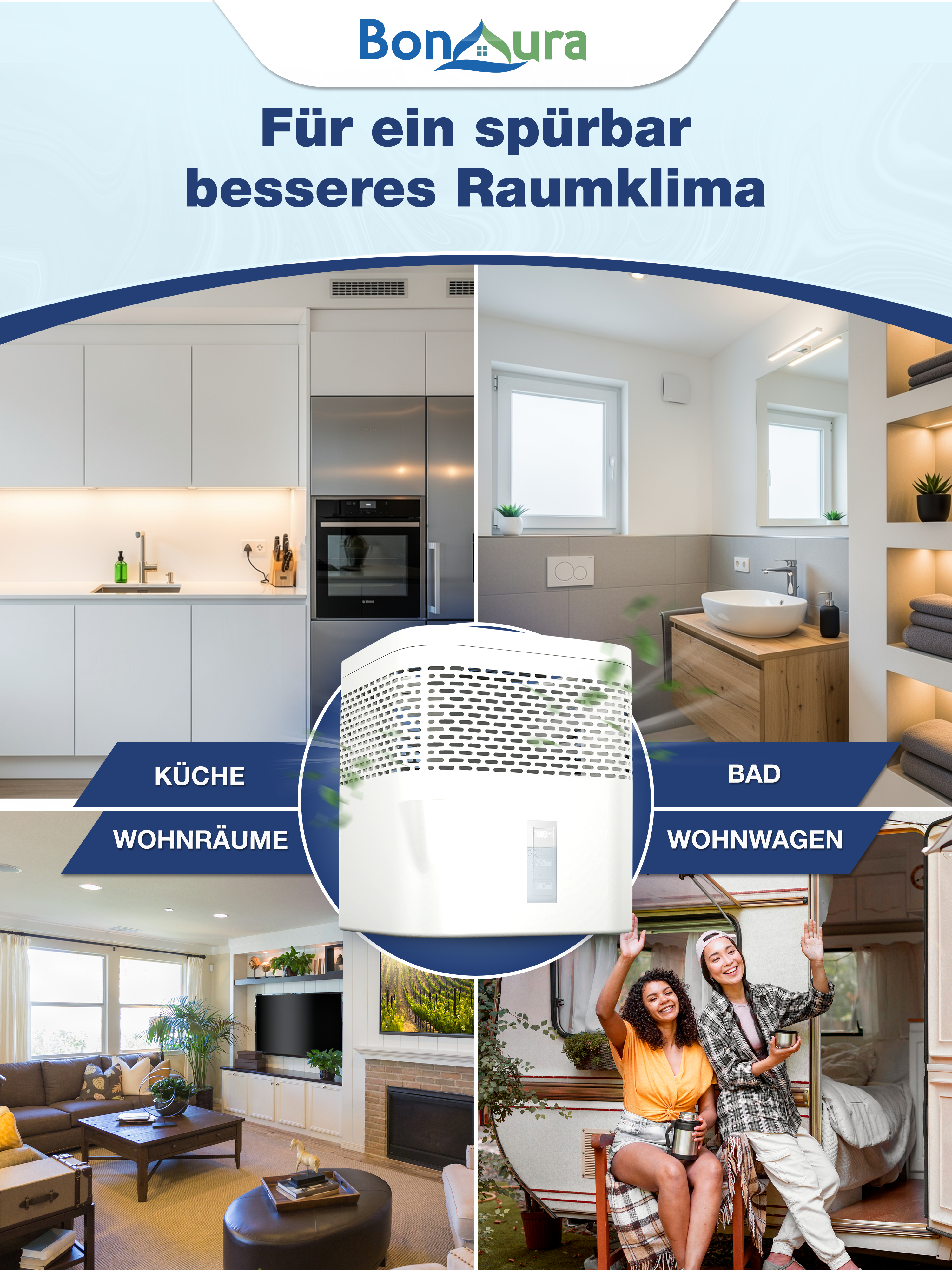 AirOne Lite Bundle aus Luftentfeuchter ohne Strom und 5 x Granulat 450g