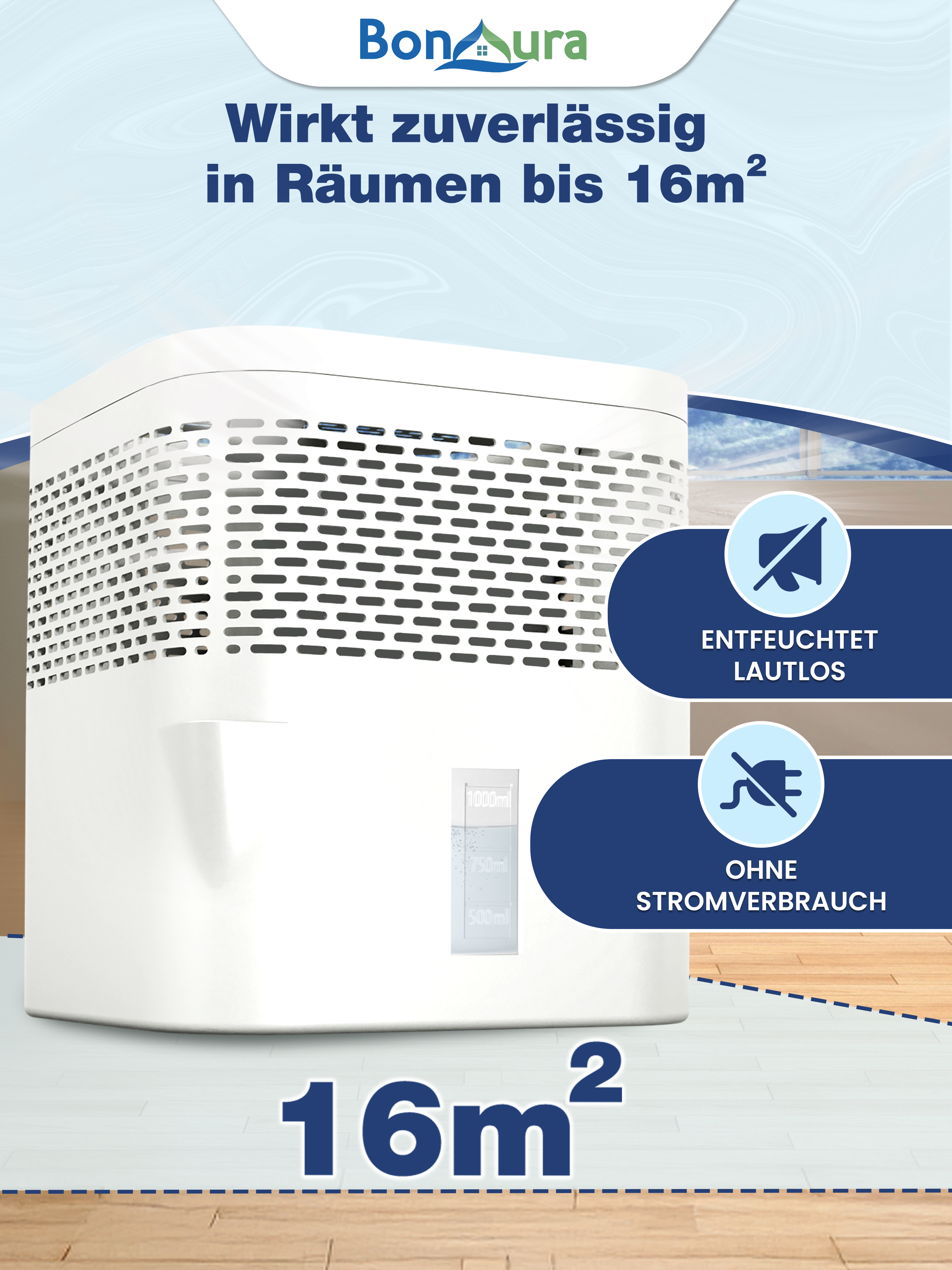 AirOne Lite Bundle aus Luftentfeuchter ohne Strom und 5 x Granulat 450g