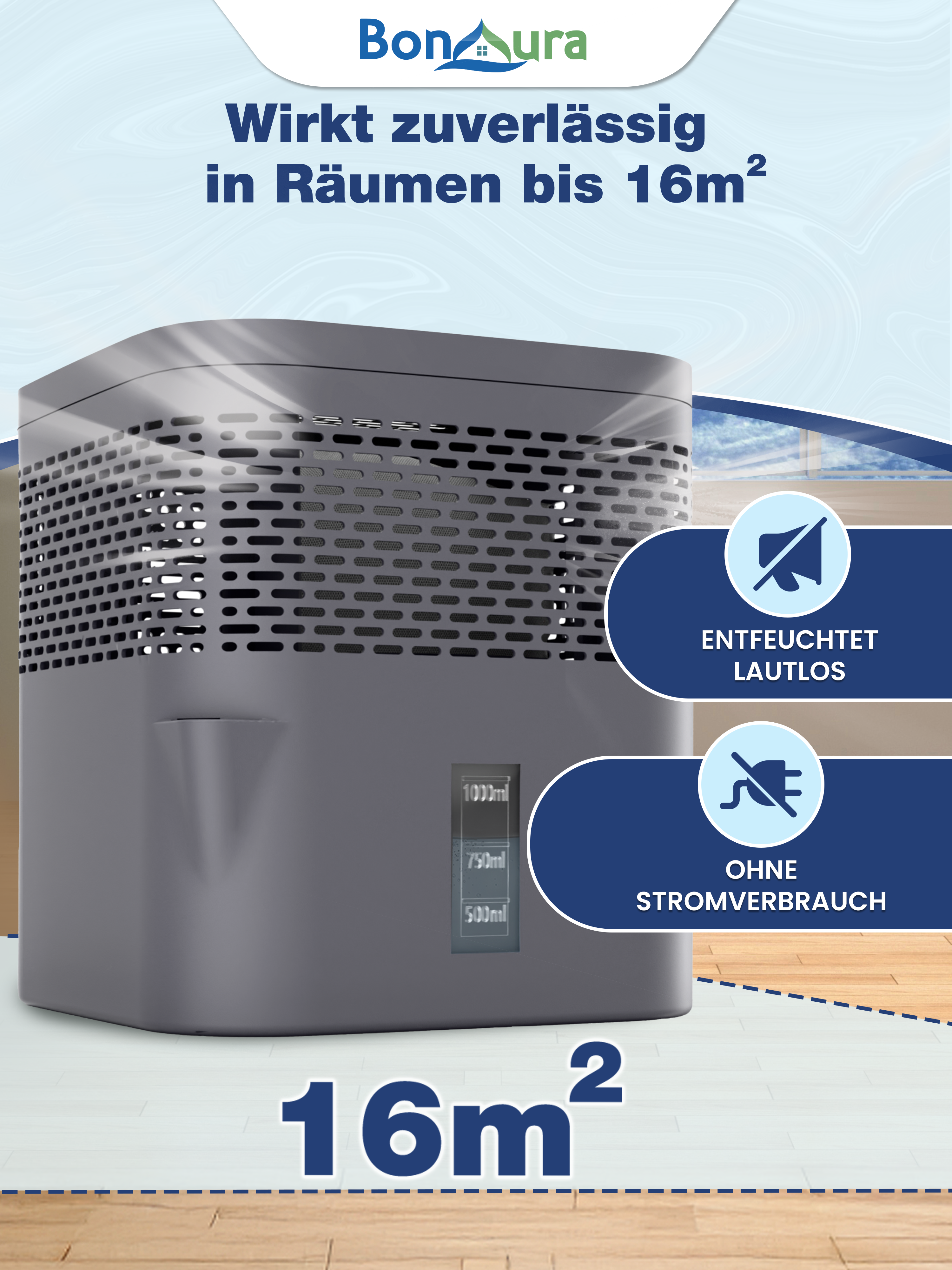 AirOne Lite Bundle aus Luftentfeuchter ohne Strom und 5 x Granulat 450g
