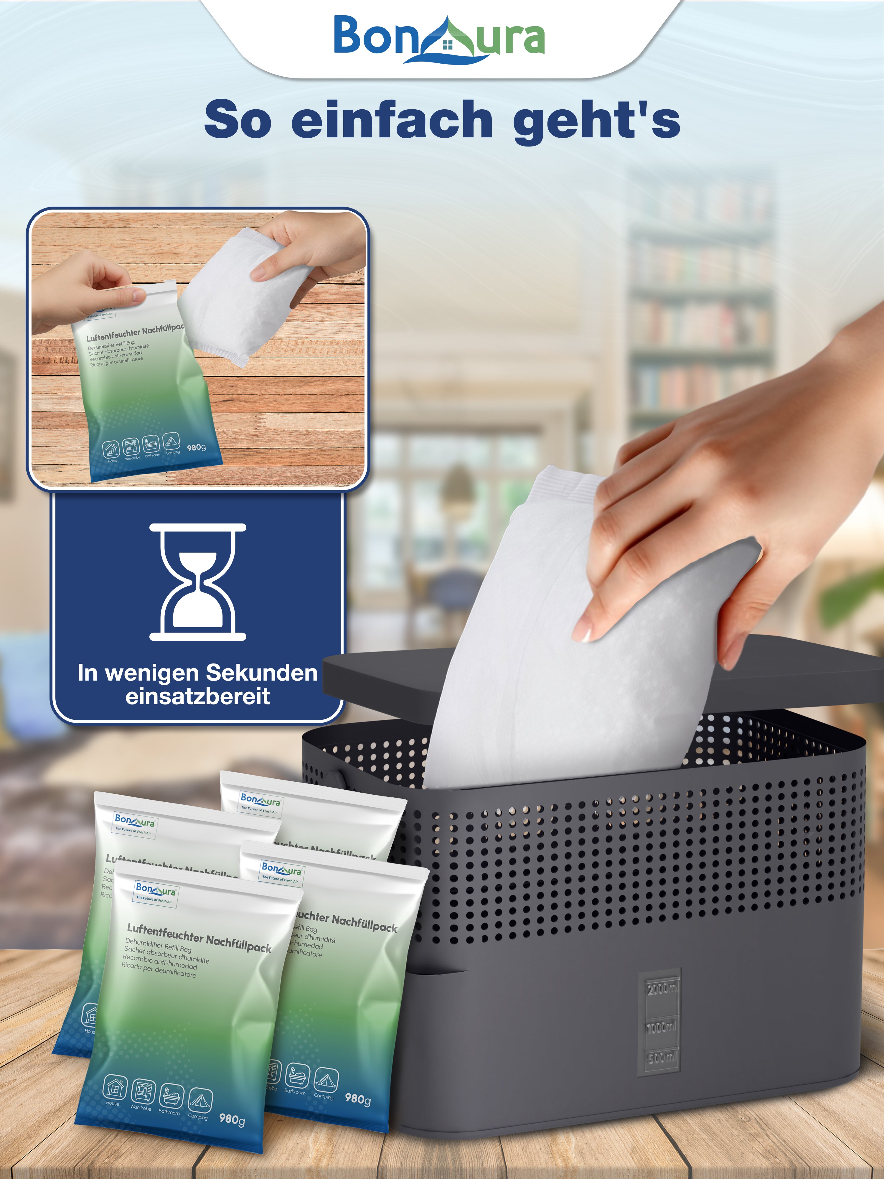 Granulés déshumidificateurs AirOne Max 980 g