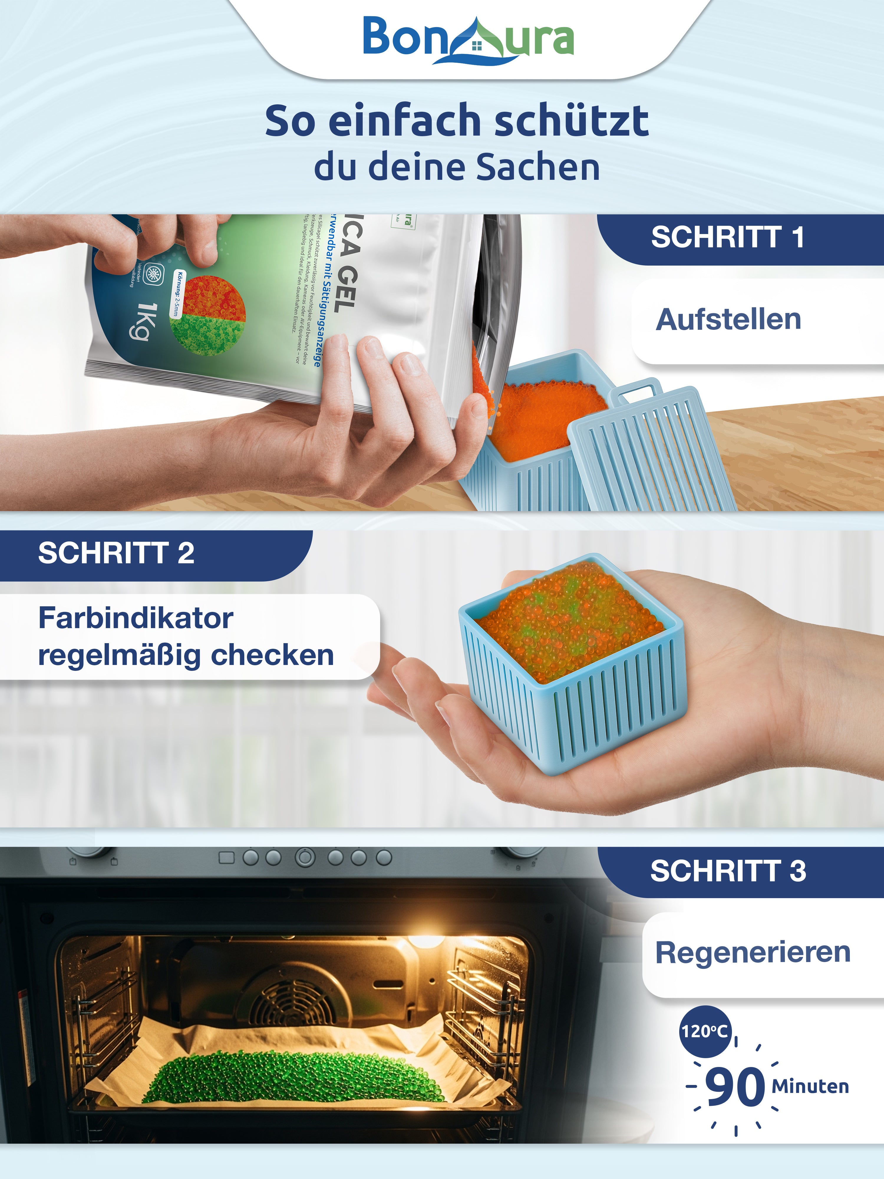 Silica Gel Trockenmittel regenerierbar und wiederverwendbar